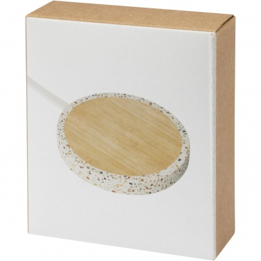 Logotrade Werbeartikel das Foto: Terrazzo 10 W kabelloses Bambus-Ladepad