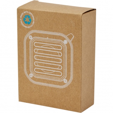 Logotrade Firmengeschenke das Foto: Solo 3W IPX5 Solar Bluetooth®-Lautsprecher aus recyceltem RCS Kunststoff mit Karabinerhaken 
