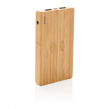 Logotrade Logogeschenke das Foto: Bambus 4.000 mAh Wireless 5W Powerbank