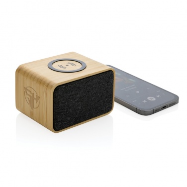 Logotrade Geschäftsgeschenke das Foto: RCS rPlastik-3W Speaker mit Bambus & 5W Wireless Charger