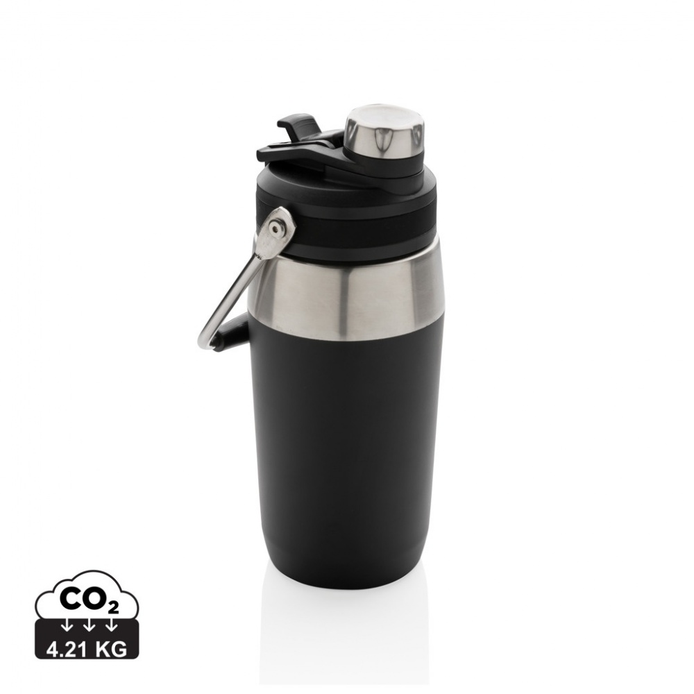 Logotrade Werbegeschenke das Foto: 500ml Vakuum StainlessSteel Flasche mit Dual-Deckel-Funktion