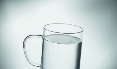 Logotrade Firmengeschenke das Foto: Glasbecher mit Kork 400ml