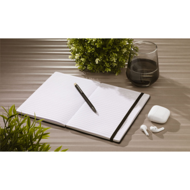 Logotrade Werbeartikel das Foto: Bamboo Journal Notizbuch mit nacktem Rücken, Papier, Schwarz, A5