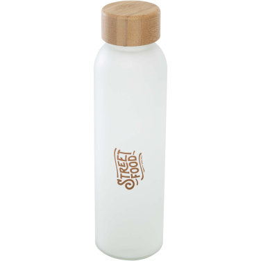 Logotrade Geschäftsgeschenke das Foto: Lume 500 ml Flasche aus mattiertem Kalknatronglas mit Bambusdeckel