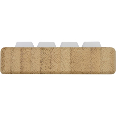 Logotrade Werbegeschenke das Foto: Algol Smartphonehalterung  aus recyceltem Kunststoff mit Fidget-Toy mit Bambusdetails