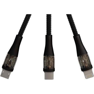 Logotrade Werbegeschenke das Foto: SCX.design C51 60W 5 in 1 Schnellladekabel aus rPET mit Display