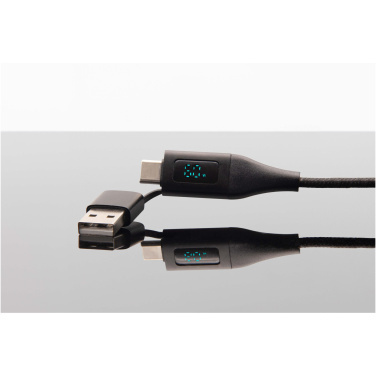 Logotrade Geschäftsgeschenke das Foto: SCX.design C51 60W 5 in 1 Schnellladekabel aus rPET mit Display