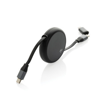Logotrade Werbeartikel das Foto: Terra ausziehbares 240W 2-in-1 Kabel aus RCS rec. Aluminium