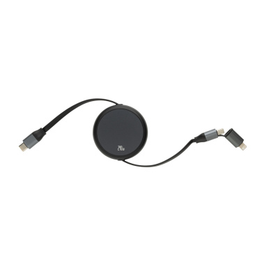Logotrade Logogeschenke das Foto: Terra ausziehbares 240W 2-in-1 Kabel aus RCS rec. Aluminium
