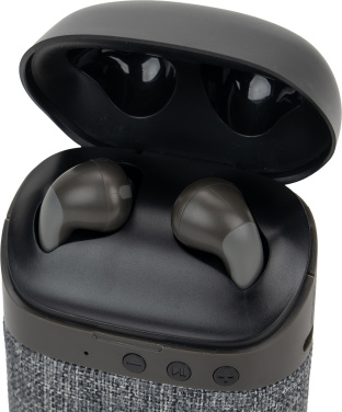 Logotrade werbemittel das Foto: Bluetooth-Lautsprecher HF01 mit integrierten Ohrhörern 2 in 1