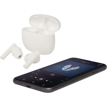 Logotrade Firmengeschenke das Foto: Alterf True Wireless Bluetooth® Headset aus recyceltem Kunststoff mit Silikon-Ohrstöpseln