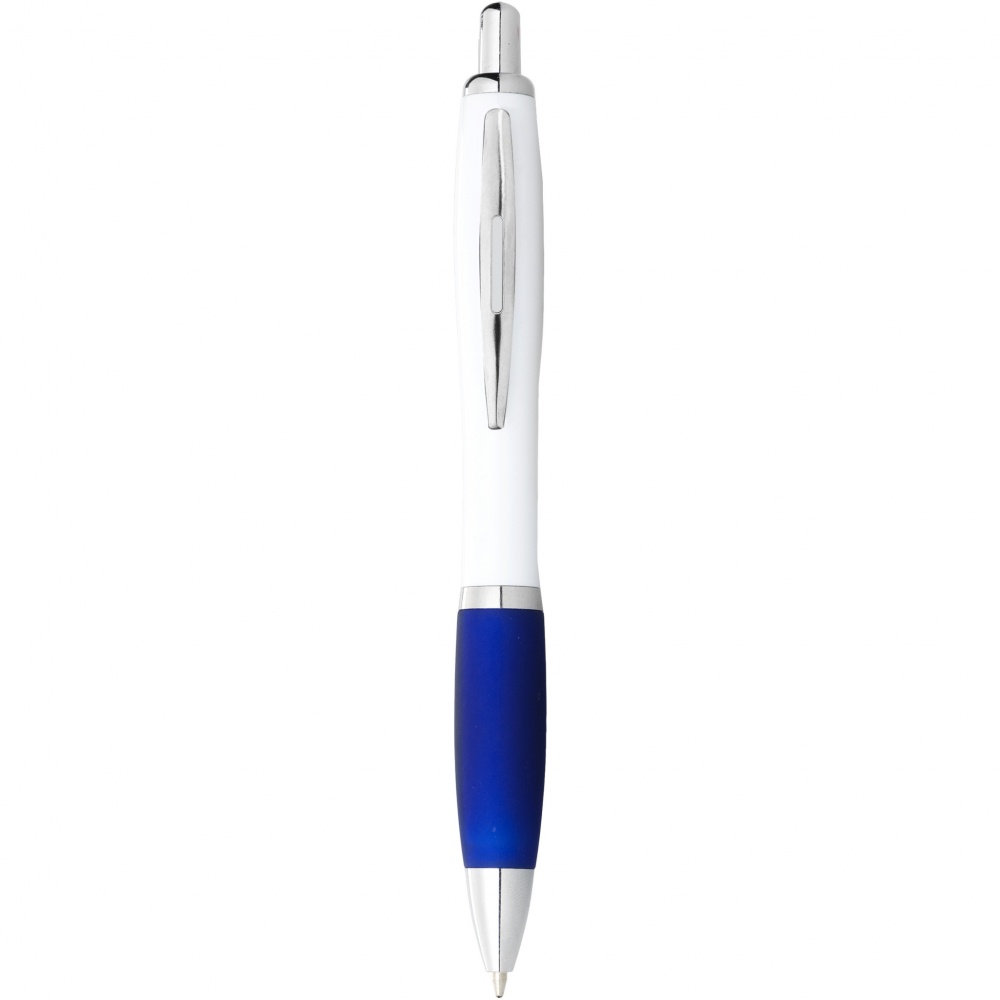 Logo trade business gifts image of: Nash ballpoint pen with white barrel and coloured grip