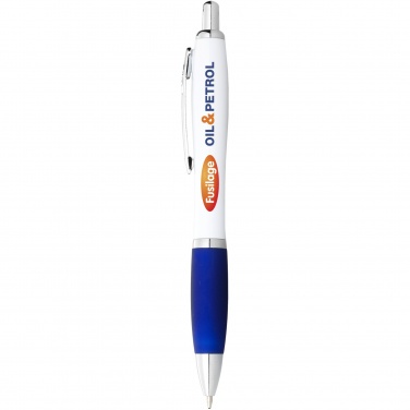 Logo trade business gifts image of: Nash ballpoint pen with white barrel and coloured grip