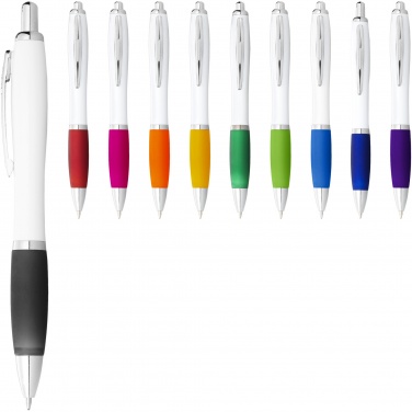 Logo trade promotional product photo of: Nash ballpoint pen with white barrel and coloured grip