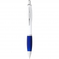 Nash ballpoint pen white barrel and coloured grip, White / Royal blue