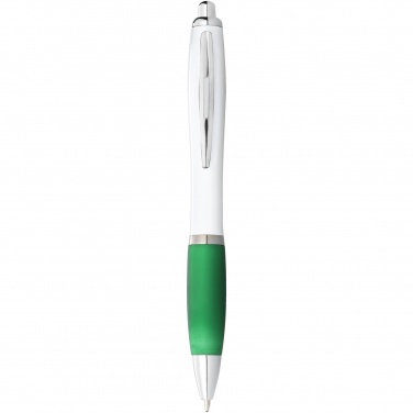 Logo trade promotional giveaways picture of: Nash ballpoint pen white barrel and coloured grip