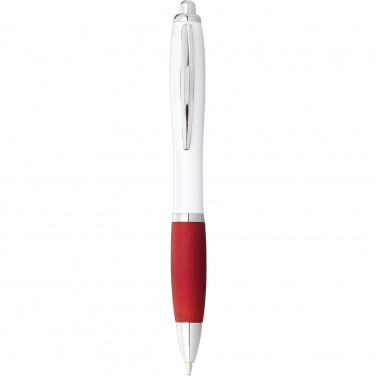 Logo trade promotional giveaways image of: Nash ballpoint pen white barrel and coloured grip