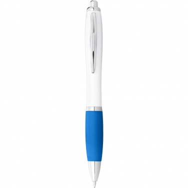 Logo trade promotional merchandise image of: Nash ballpoint pen white barrel and coloured grip