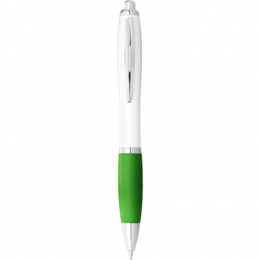 Logo trade promotional gift photo of: Nash ballpoint pen white barrel and coloured grip