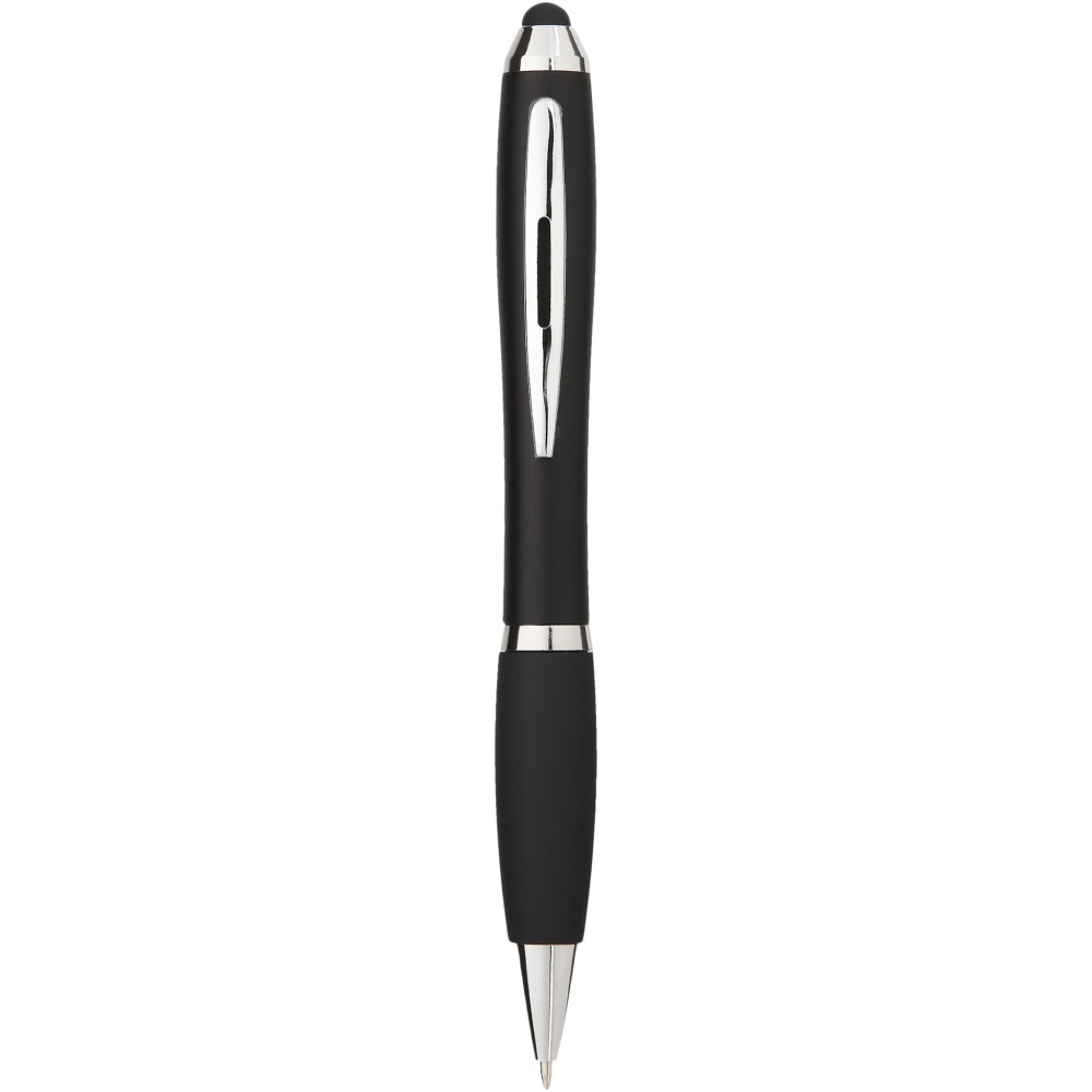 Logo trade promotional merchandise photo of: Nash coloured stylus ballpoint pen with black grip