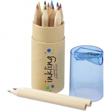 Logo trade promotional giveaways image of: Hef 12-piece coloured pencil set with sharpener