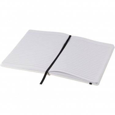 Logotrade promotional item image of: Spectrum A5 white notebook with coloured strap