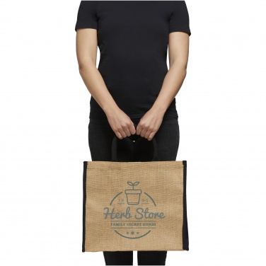 Logo trade promotional merchandise photo of: Harry coloured edge jute tote bag 25L