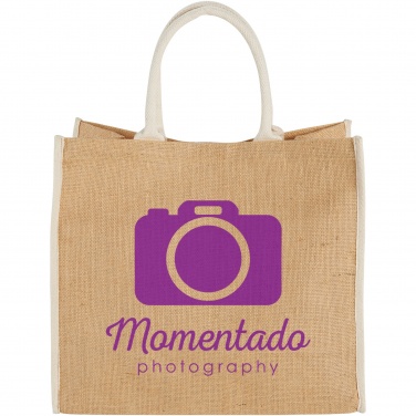 Logo trade promotional products image of: Harry coloured edge jute tote bag 25L
