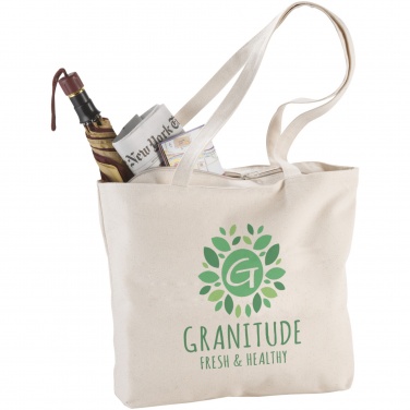 Logo trade promotional gift photo of: Ningbo 320 g/m² zippered cotton tote bag 15L