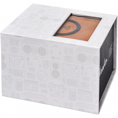 Logo trade promotional gifts picture of: Wooden 3W speaker with wireless charging pad