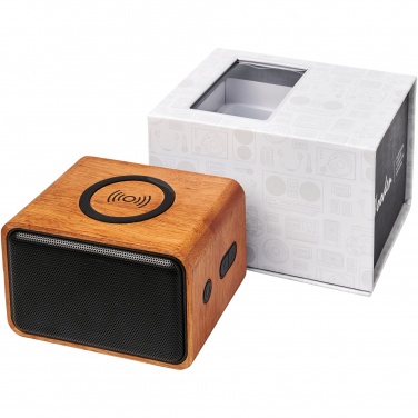 Logotrade promotional gift image of: Wooden 3W speaker with wireless charging pad