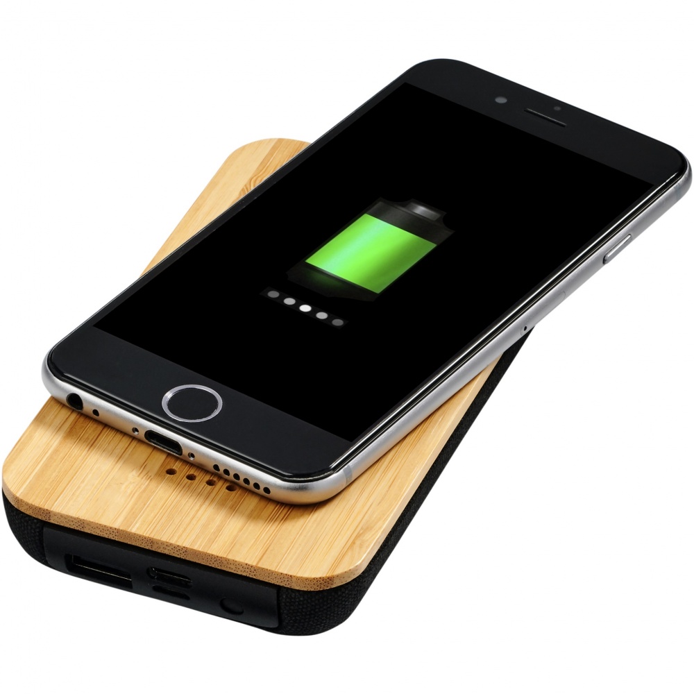 Logotrade promotional item image of: Future 6000 mAh bamboo/fabric wireless power bank