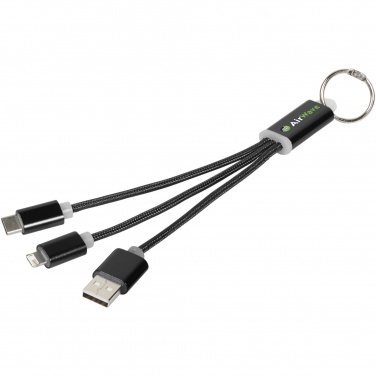 Logo trade advertising products image of: Metal 3-in-1 charging cable with keychain