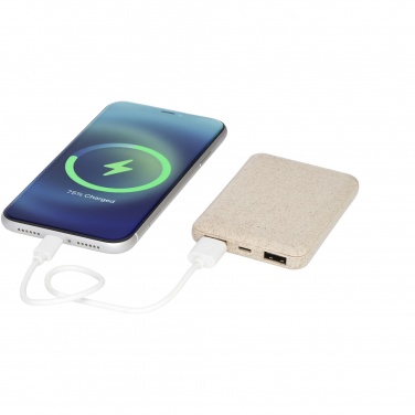 Logo trade business gifts image of: Asama 5000 mAh wheat straw power bank