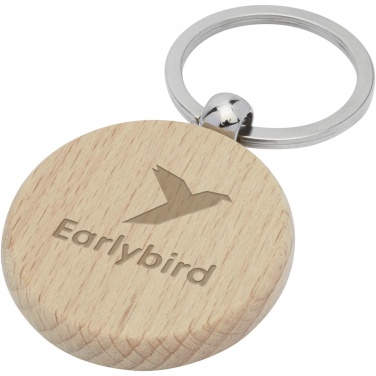 Logo trade promotional products image of: Giovanni beech wood round keychain