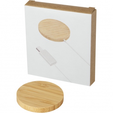 Logo trade corporate gifts picture of: Atra 10W bamboo magnetic wireless charging pad