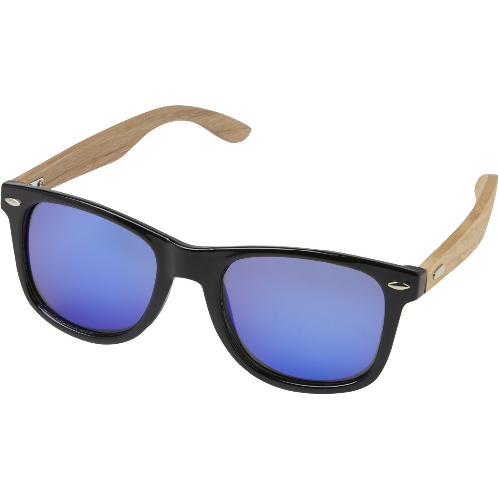 Logo trade promotional gifts picture of: Hiru rPET/wood mirrored polarized sunglasses in gift box