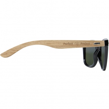 Logo trade corporate gifts image of: Hiru rPET/wood mirrored polarized sunglasses in gift box