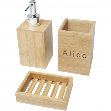 Logo trade business gift photo of: Hedon 3-piece bamboo bathroom set