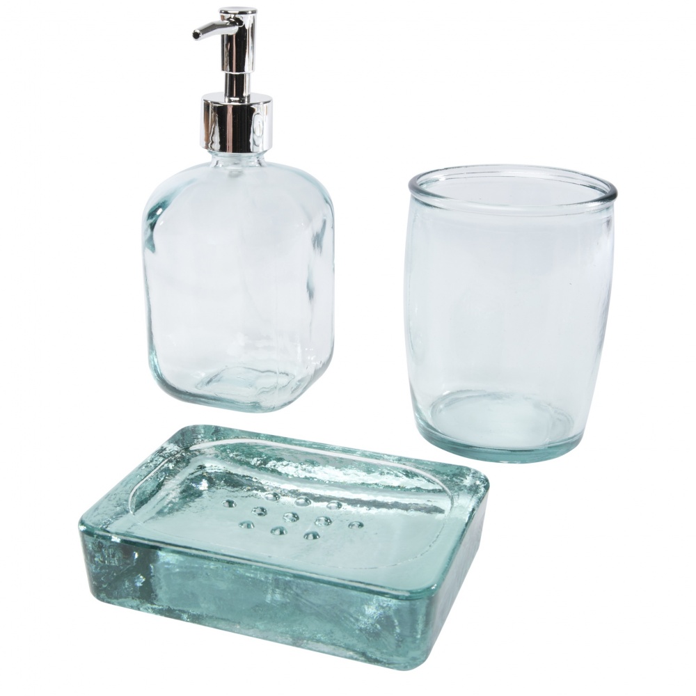Logotrade advertising product image of: Jabony 3-piece recycled glass bathroom set