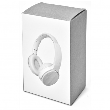 Logo trade promotional items image of: Athos bamboo Bluetooth® headphones with microphone