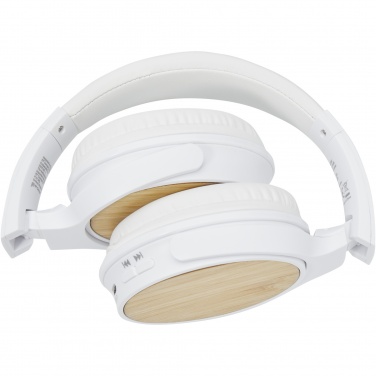 Logo trade promotional giveaway photo of: Athos bamboo Bluetooth® headphones with microphone