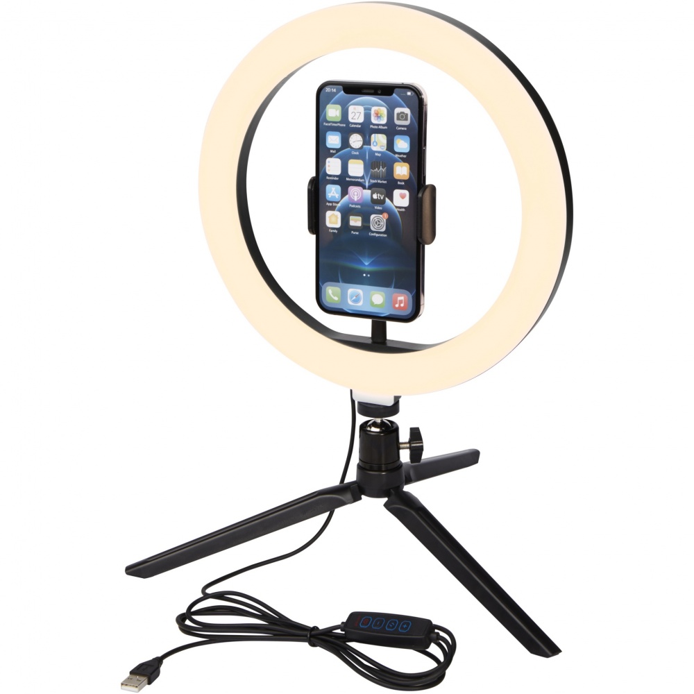 Logotrade advertising product image of: Studio ring light for selfies and vlogging with phone holder and tripod