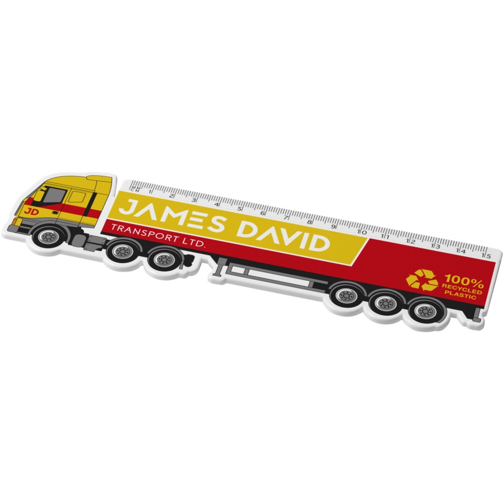Logo trade promotional items image of: Tait 15 cm lorry-shaped recycled plastic ruler