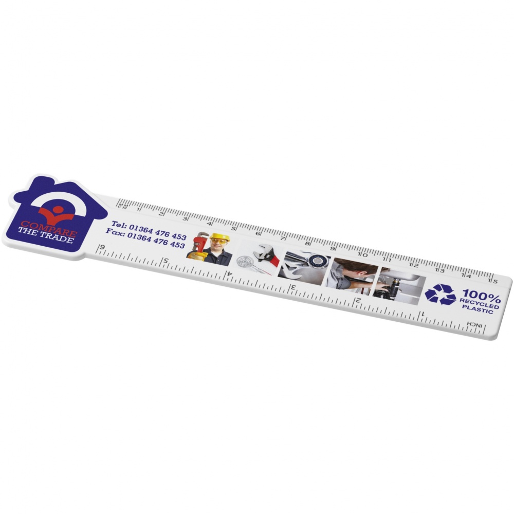 Logo trade business gifts image of: Tait 15 cm house-shaped recycled plastic ruler