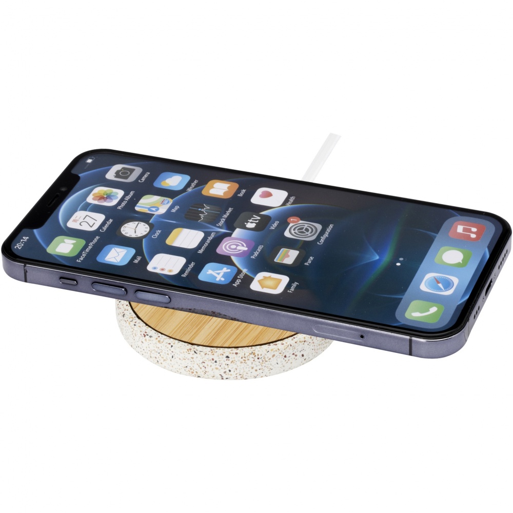 Logotrade corporate gift image of: Terrazzo 10W wireless bamboo charging pad