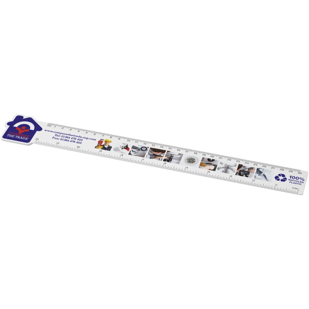 Logo trade promotional item photo of: Tait 30cm house-shaped recycled plastic ruler