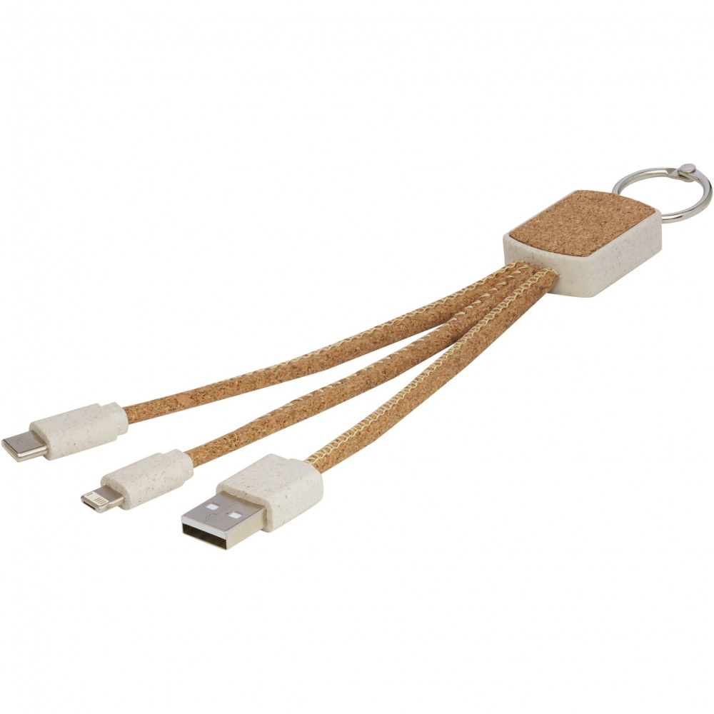 Logotrade corporate gift image of: Bates wheat straw and cork 3-in-1 charging cable