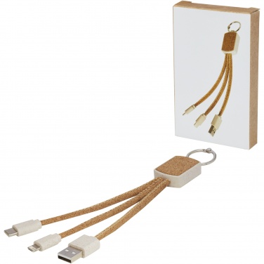 Logotrade promotional item picture of: Bates wheat straw and cork 3-in-1 charging cable