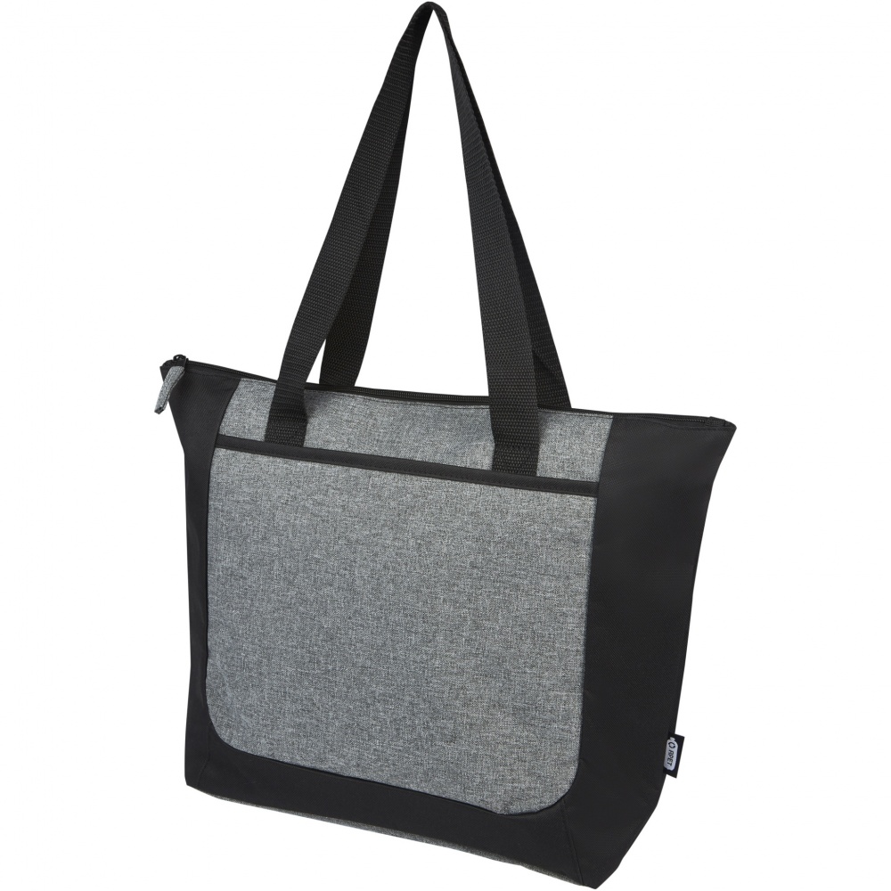 Logo trade promotional giveaway photo of: Reclaim GRS recycled two-tone zippered tote bag 15L